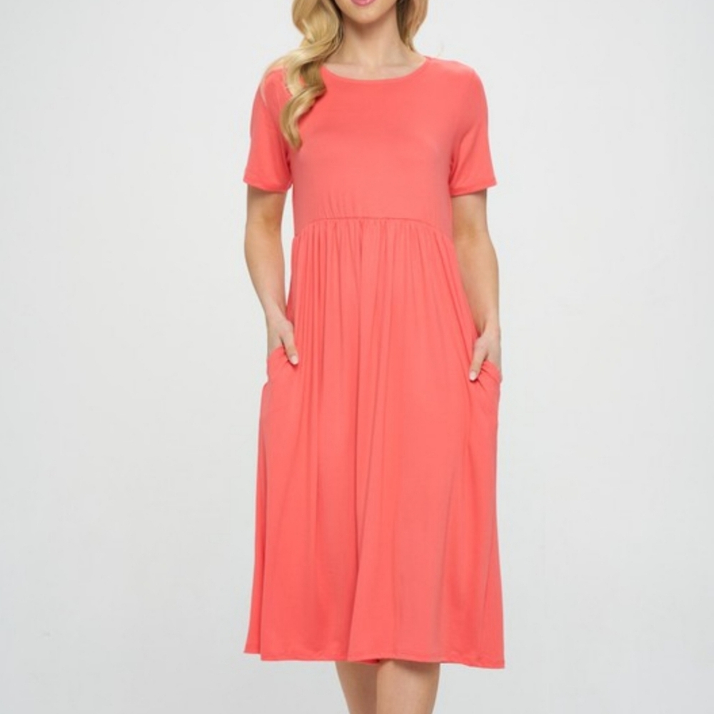 New Coral Midi Dress